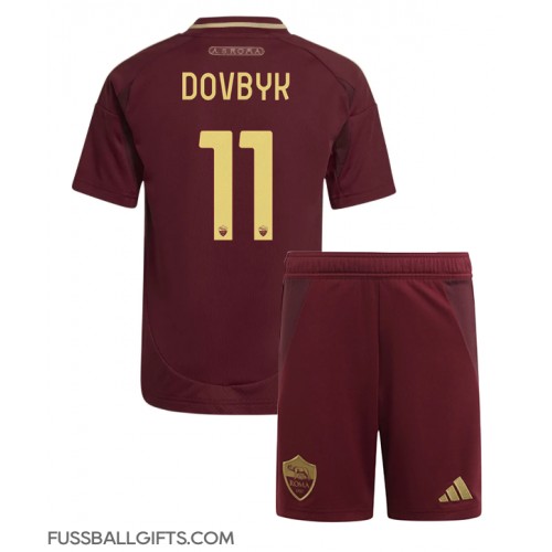 AS Roma Artem Dovbyk #11 Fußballbekleidung Heimtrikot Kinder 2024-25 Kurzarm (+ kurze hosen)